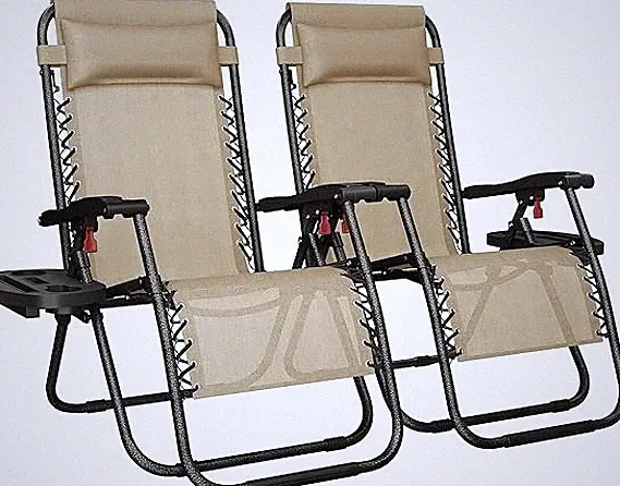 2X Zero Gravity Recliners Adjustable Folding Reclining Lounge Chairs w/Pillows