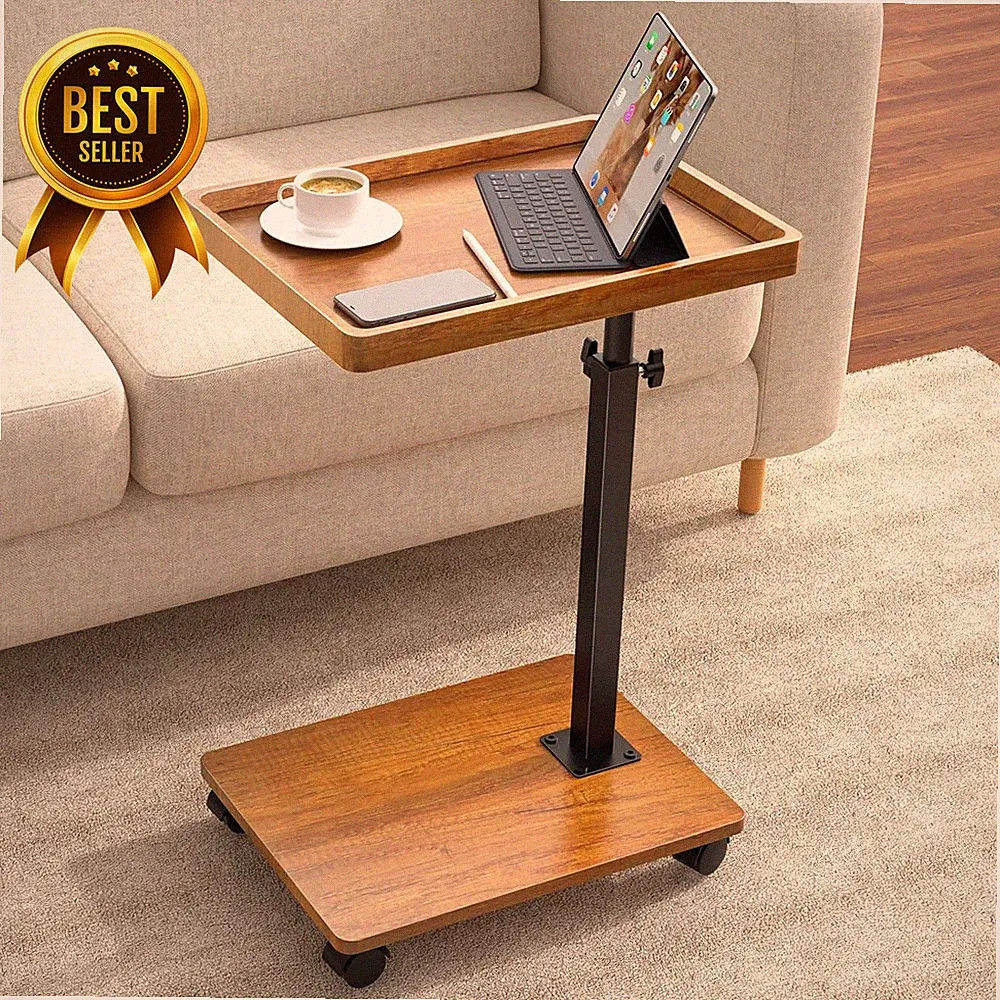 Adjustable C Table End Table 360 Swivel TV Tray Sofa Bed Side Table
