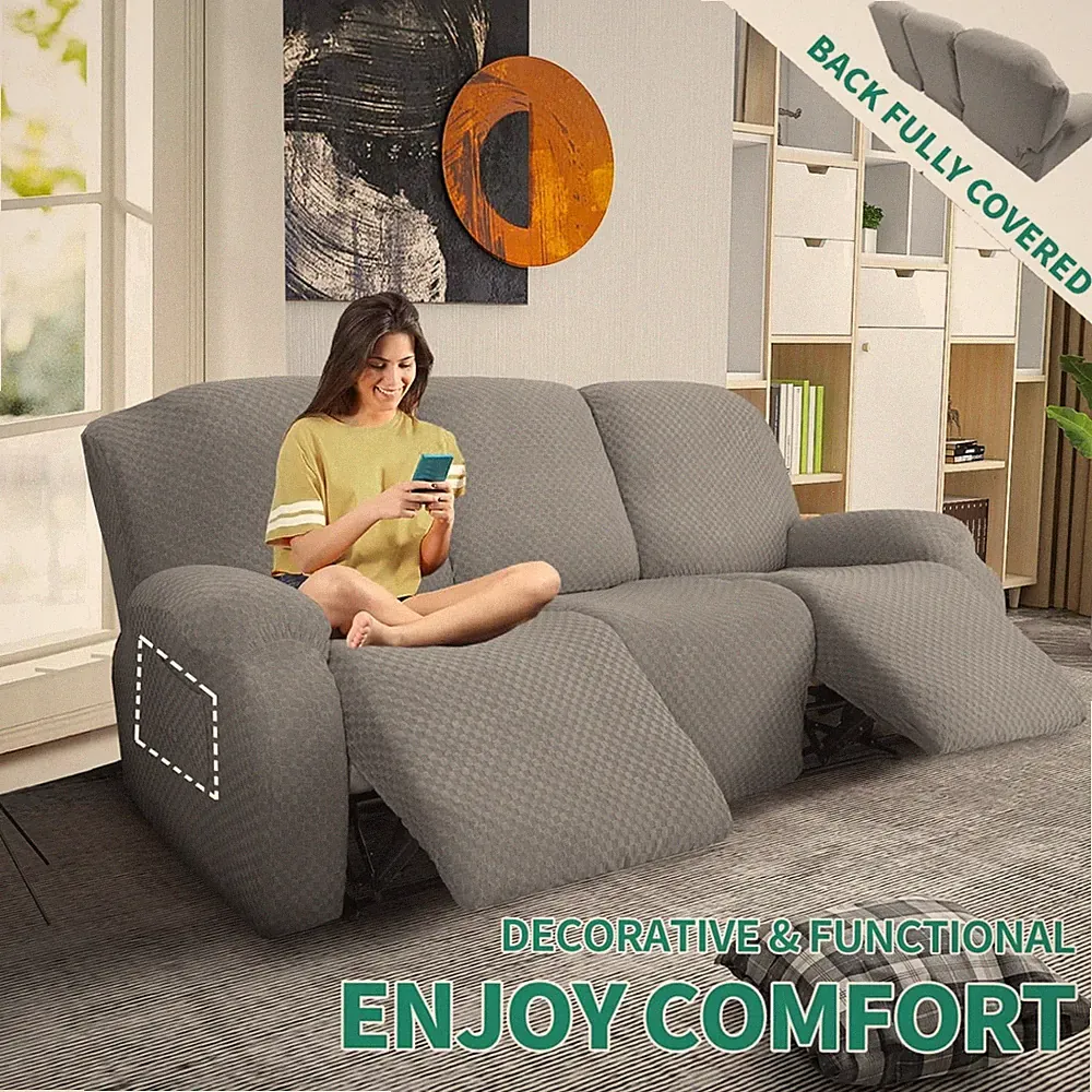 Anti-Slip 3 Cushion Reclining Couch Cover