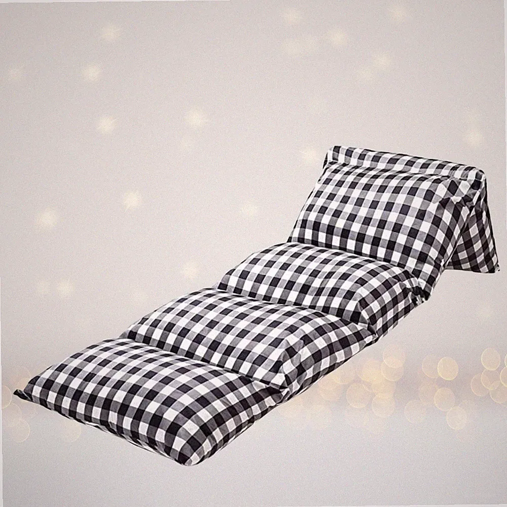 Black and White Plaid Pillow Bed, Black and White Buffalo Plaid Check Pillow Bed