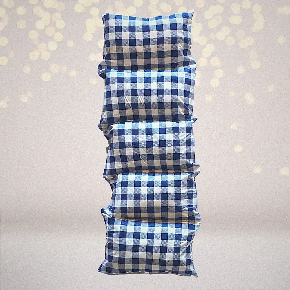 Blue Plaid Kids Pillow Bed Floor Lounger