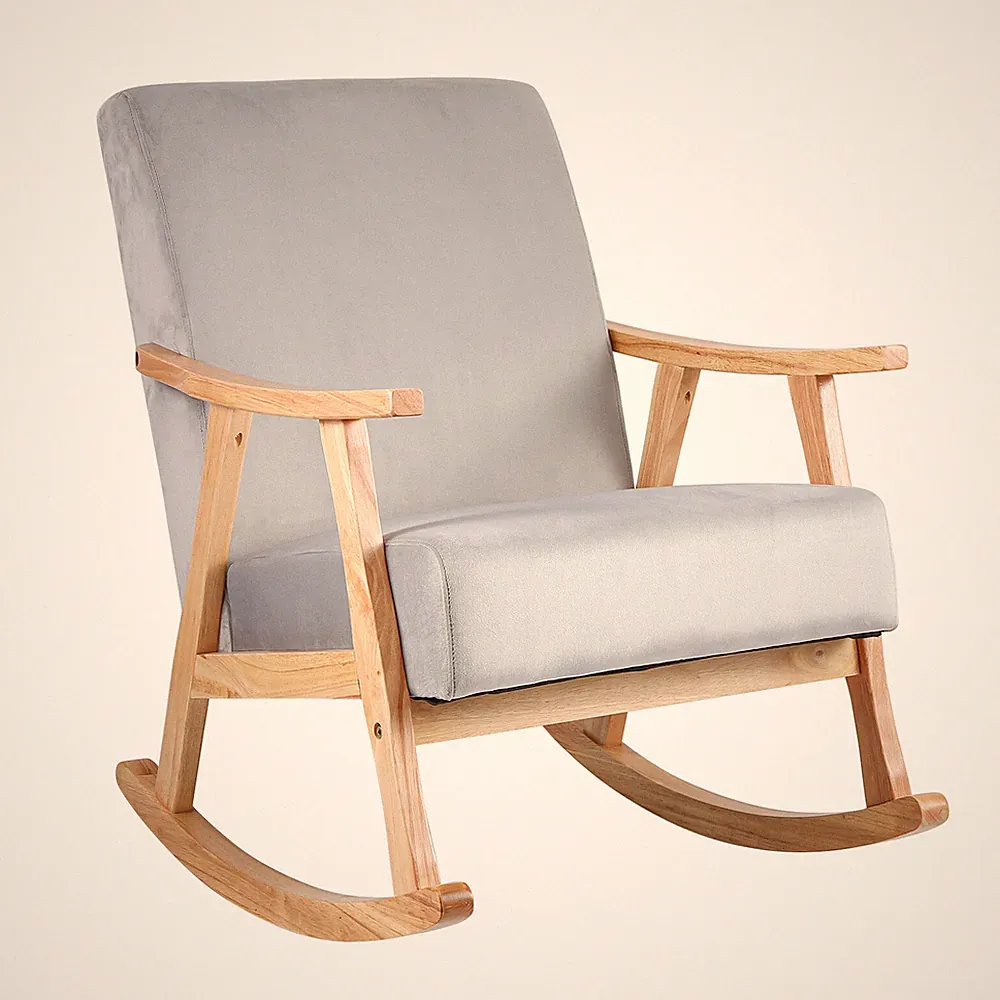 Comfortable Relax Rocking Chair Teddy Velvet Lounge Chair Relax Chair w/ Cushion