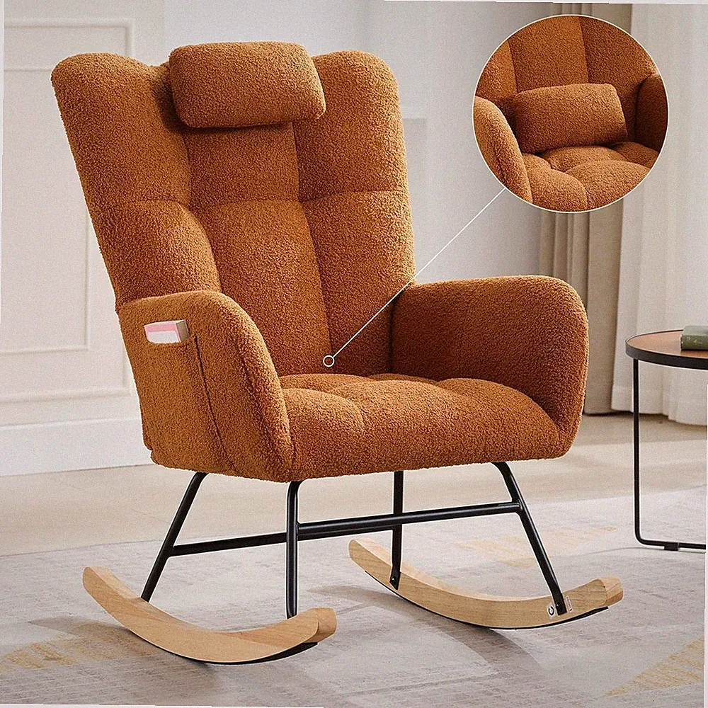 Comfortable Rocking Chair with Plush Seat Cushion, Easy Assembly, Elegant Design