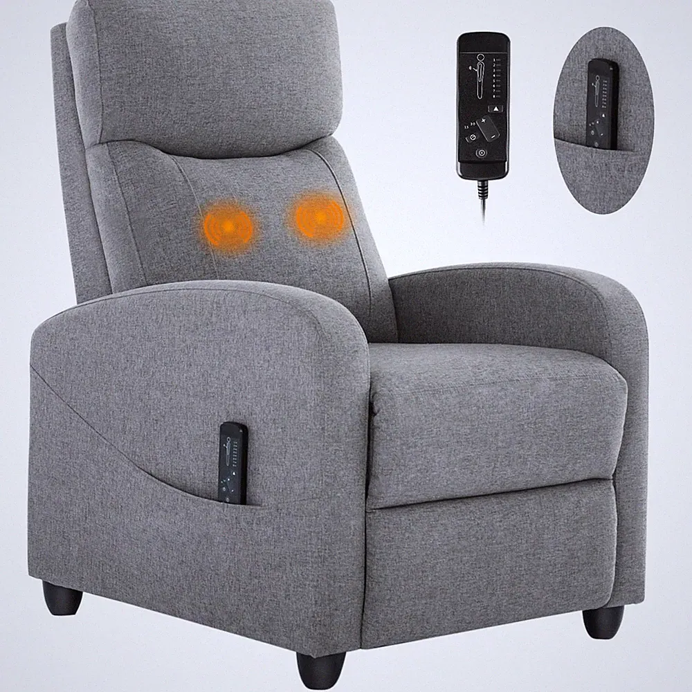 DUMOS SINGLE FABRIC RECLINER MASSAGE CHAIRS/SOFA PADDED SEAT - Scratch & Dent