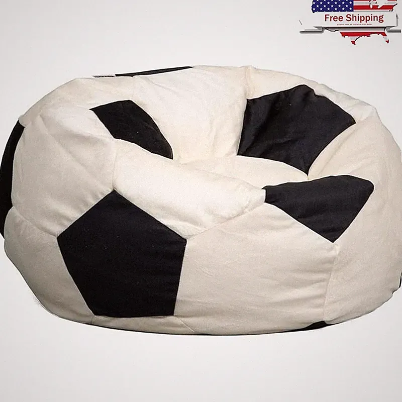 Kids Soccer Ball Bean Bag Chair Plush Soft Filled Comfortable Fun Seat New