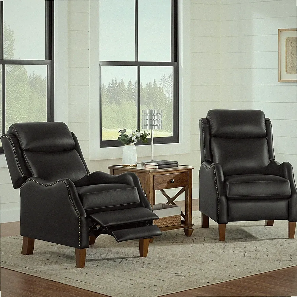 Leather Pushback Recliner Faux Armchair with Rivet Decoration