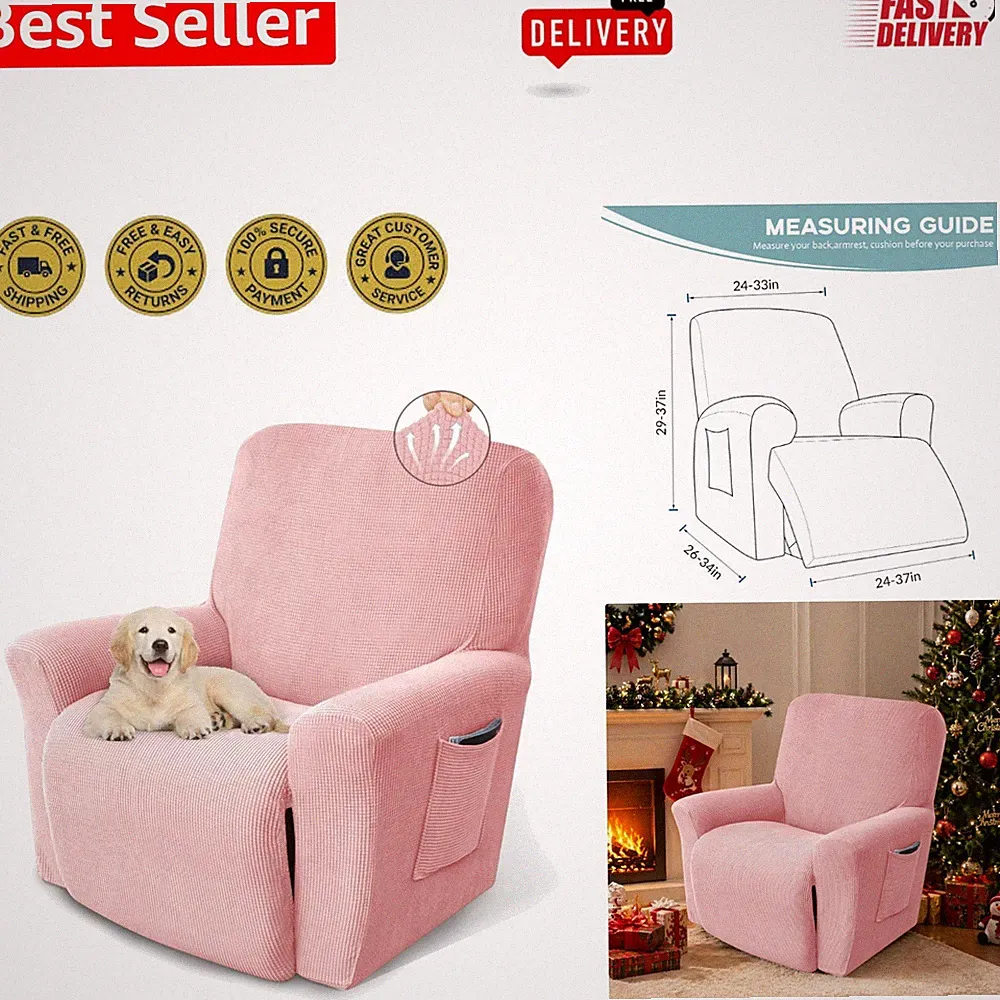Luxury Plaid Recliner Cover for Lazy Boy Chairs - Machine Washable Protection