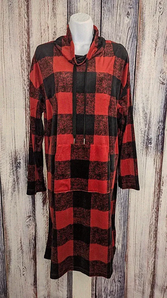 MEDIUM BUFFALO PLAID A456289 Carol Hochman Silky Velour Funnel Neck Lounger
