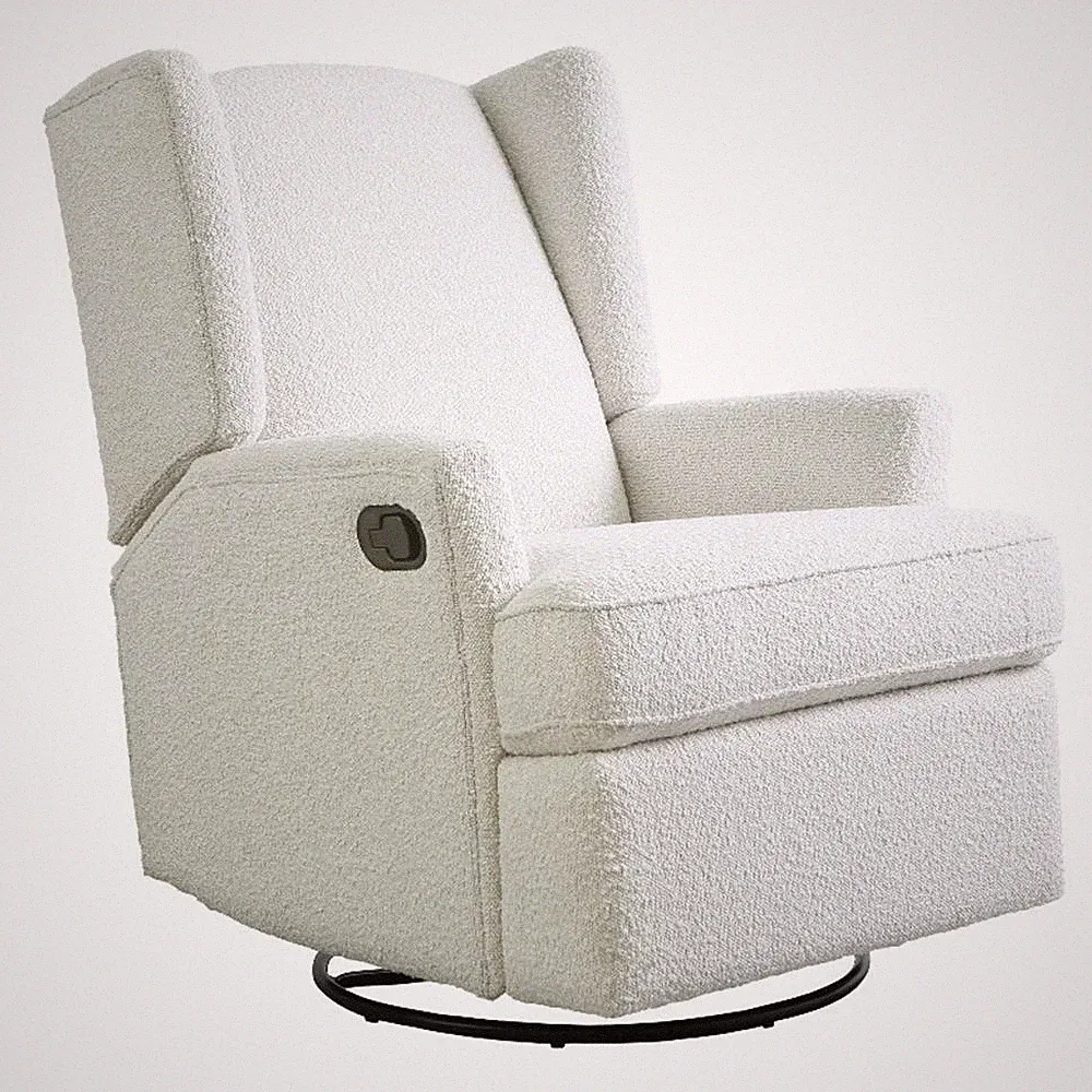 Pemberly Row Contemporary Plush Boucle Swivel 7 Position Recliner