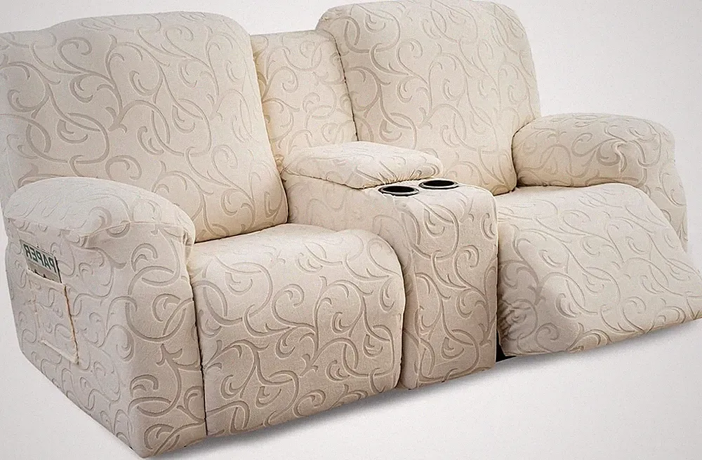 Recliner Loveseat Cover with Center Console, 2 Seater 2 Seater, Beige