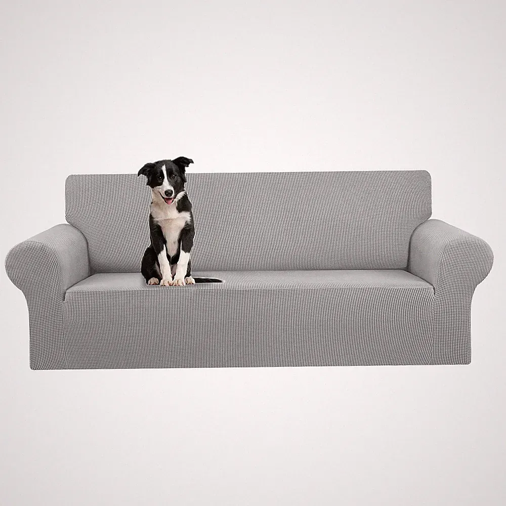 Stretch Sofa Slipcover 1 Piece 94 -110 4 Seater Jacquard Silver KEKUOU Oversized