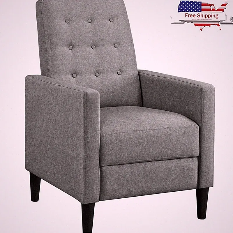 Tufted Fabric Recliner Push Back Chair W/ Lumbar Support Relaxing Sofa New