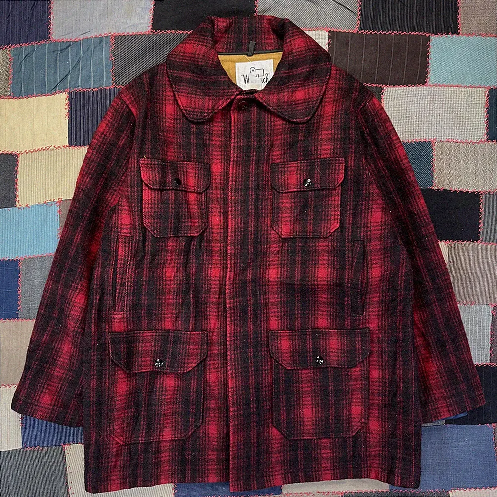 Vintage 80s Woolrich Dark Buffalo Mackinaw Plaid Wool Hunting Jacket USA