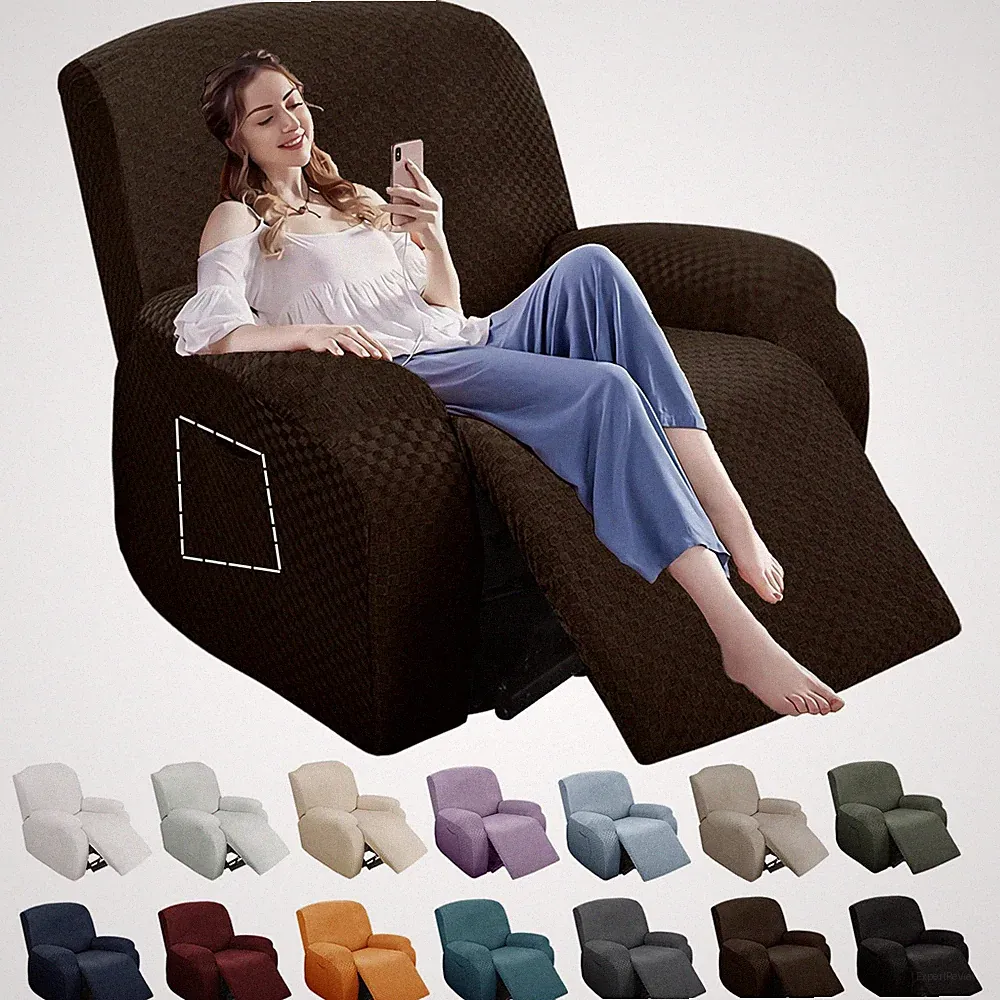 YEMYHOM 4 Pieces Stretch Recliner Slipcover Latest Jacquard Recliner Chair Co...